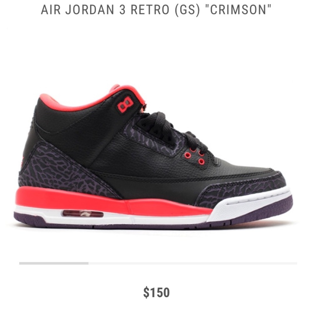 Air Jordan retro 3 'crimson' Size 6Y - gently worn, still have box. See photos - Picture 4 of 4